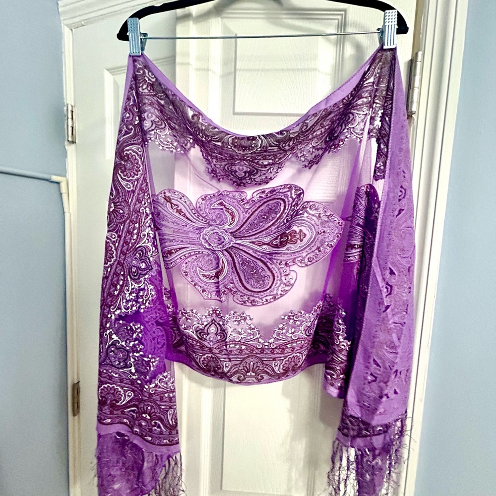 Purple Sheer Paisley Scarf